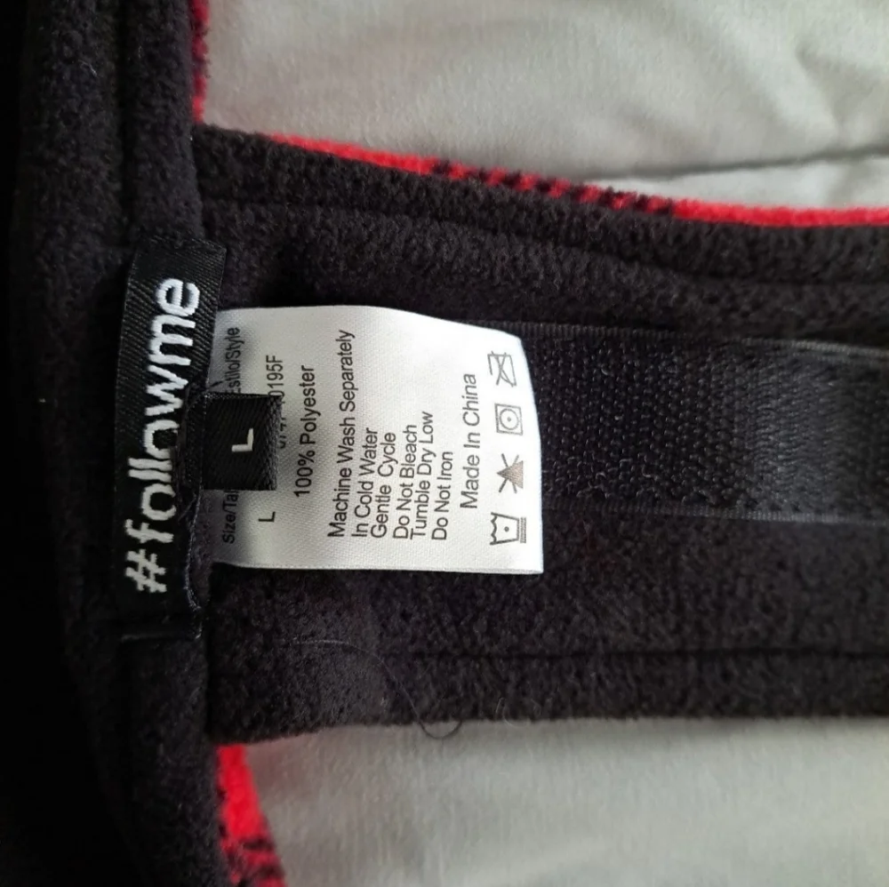 Follow Me Red Black Checked Fleece Dog Coat Velcro Closure New